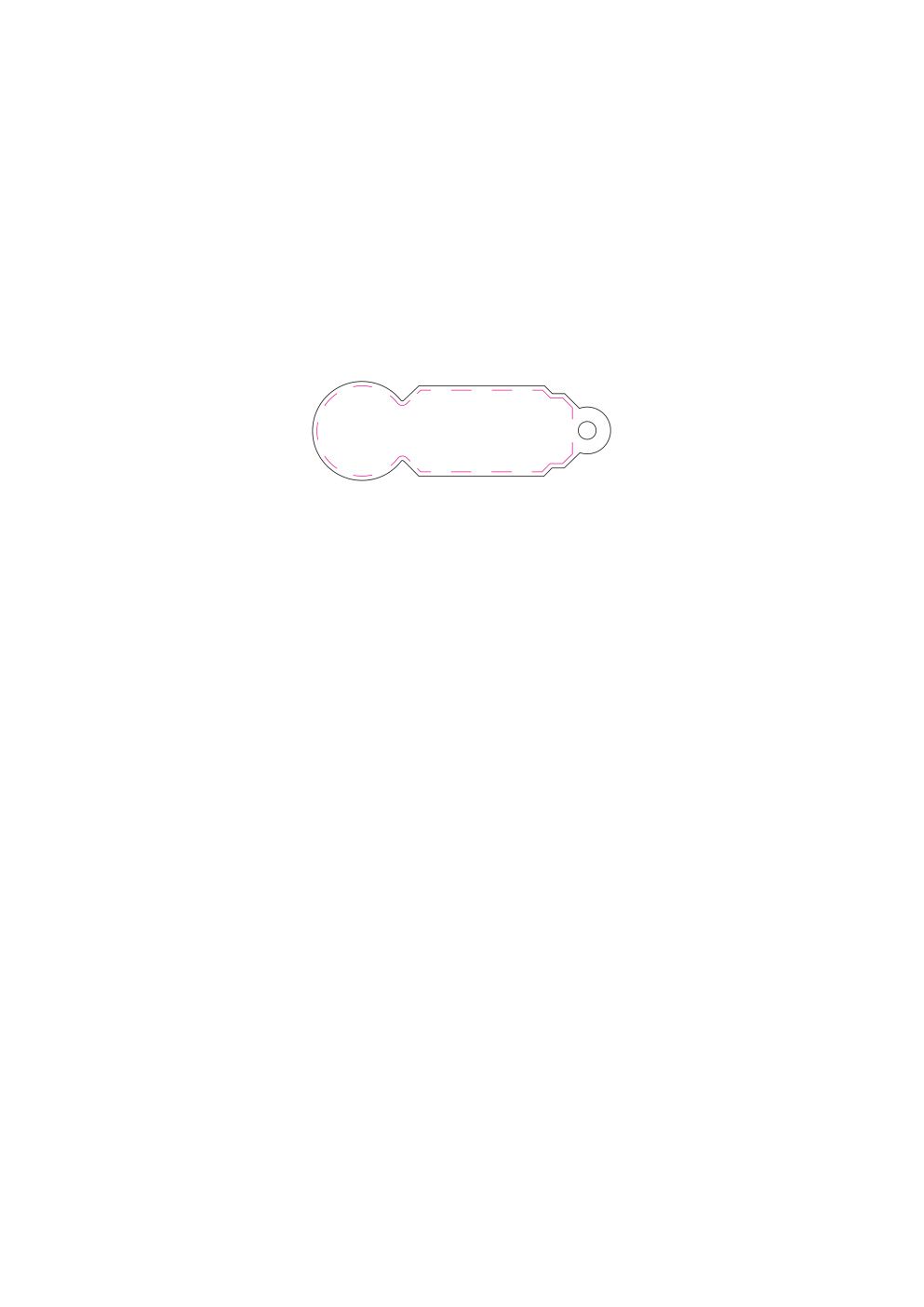 Standskizze: Druckposition „mittig (max. 58×20 mm)“ – Einkaufswagenlöser Chipster – Kunststoff, 68 × 23 mm, Made in Germany