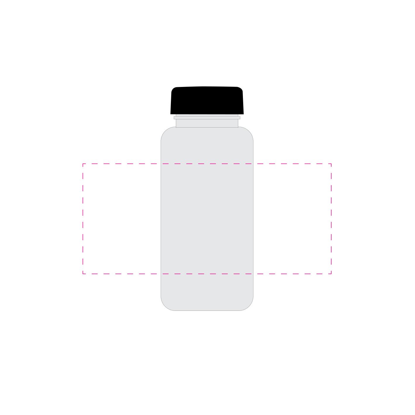 Standskizze: Druckposition „rundum (max. 180×80 mm)“ – Trinkflasche Refresh 400 ml – Tritan mit auslaufsicherem Verschluss