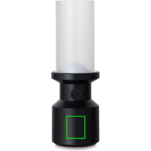 Standskizze: Druckverfahren Tampondruck auf Position „Artikel Vorderseite (max. 25 x 30 mm)“ – VINGA Niori RCS Tischlampe, 36 % recyceltes ABS, USB-C, Dimmer