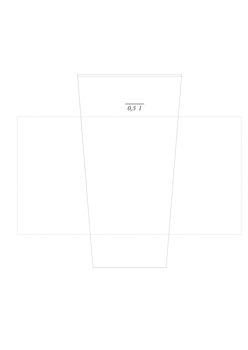 Standskizze: Druckposition „rundum (max. 190×100 mm)“ – Trinkbecher Colour 0,5 l – Kunststoffbecher mit griffiger Struktur