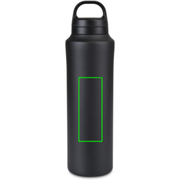 Standskizze: Druckverfahren CO2 Gravur auf Position „Artikel Rückseite (max. 30 x 80 mm)“ – Aviana Rowan RCS Wasserflasche 740 ml aus recyceltem Edelstahl