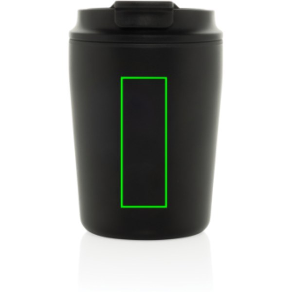 Standskizze: Druckverfahren Lasergravur auf Position „Artikel Vorderseite (max. 25 x 70 mm)“ – XD Xclusive Pico Barista RCS Kaffeetasse 220 ml in Geschenkbox mit Logo