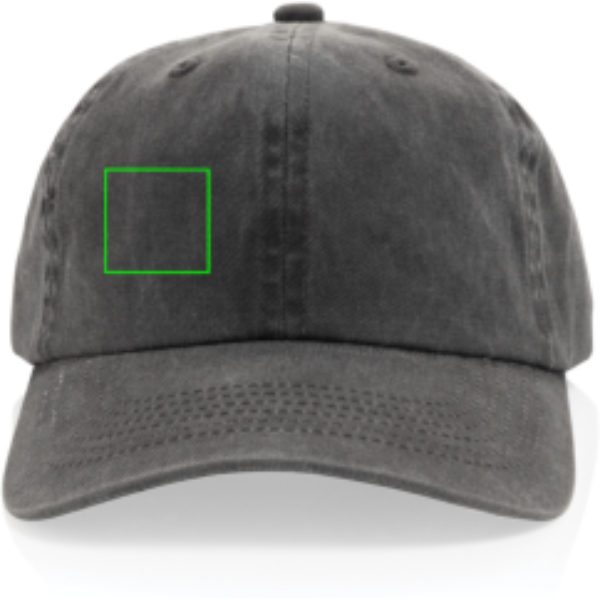 Standskizze: Druckverfahren Digital Transfer auf Position „Artikel Vorderseite rechts (max. 45 x 45 mm)“ – XD Xclusive BEAU AWARE™ Washed 6-Panel Cap aus Baumwolltwill 270 g/m², mit Logo bestickbar