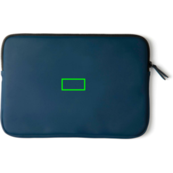 Standskizze: Druckverfahren PU-Etikett Baltimore marineblau auf Position „Artikel Vorderseite“ – VINGA Baltimore Laptoptasche 15 Zoll – wasserabweisend, SMETA-auditiert, bedruckbar
