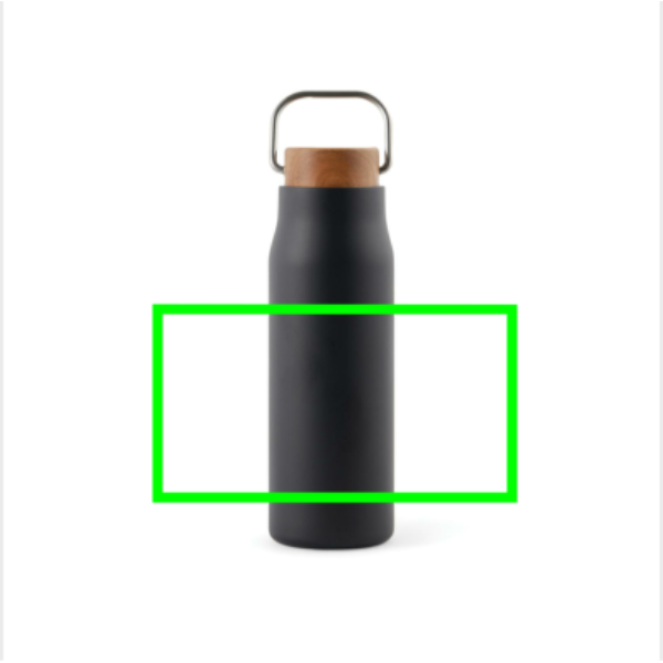 Standskizze: Druckverfahren Siebdruck-gerundet auf Position „Artikel“ – VINGA Ciro RCS Vakuumflasche 300 ml mit Akazienholz-Deckel, recycelter Edelstahl, individuell veredelbar
