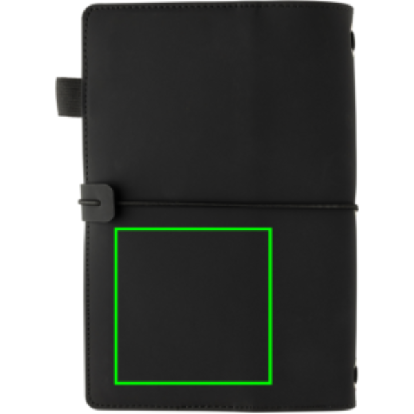 Standskizze: Druckverfahren Heißprägung auf Position „Artikel Rückseite unten“ – XD Collection Daily Notes Binder – nachfüllbares 3-in-1 PU-Notizbuch mit Logo