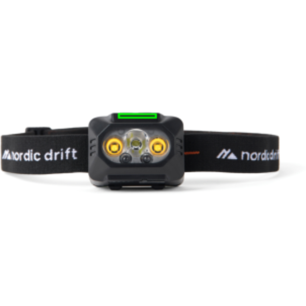 Standskizze: Druckverfahren Tampondruck auf Position „Artikel Vorderseite (max. 20 x 3 mm)“ – Nordic Drift Everest Stirnlampe Dual-Power, 1.000 Lumen, mit Logo bedruckbar