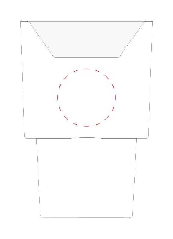 Standskizze: Druckposition „vorne mittig (max. 40×40 mm)“ – Car Organizer Classic – Kunststoff-Ablage für Getränkehalter