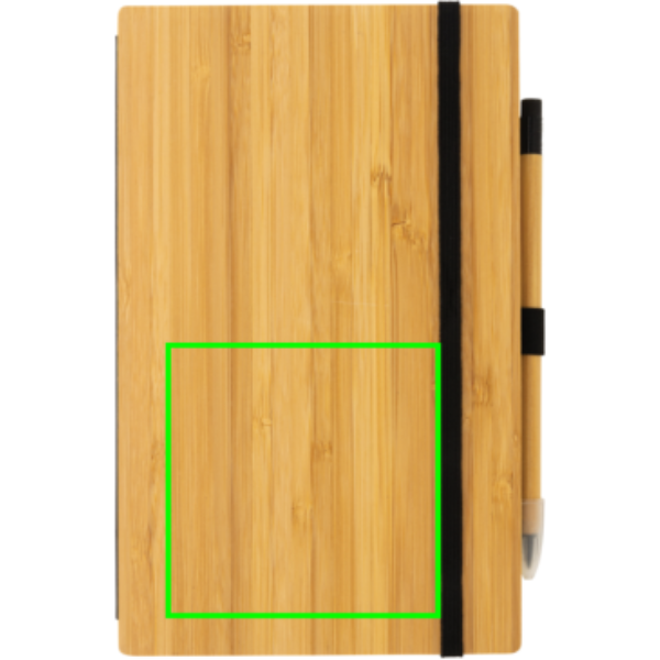 Standskizze: Druckverfahren CO2 Gravur auf Position „Artikel Vorderseite unten“ – XD Collection Bambus-Notizbuch mit Infinity-Bleistift im Set — bedruckbar