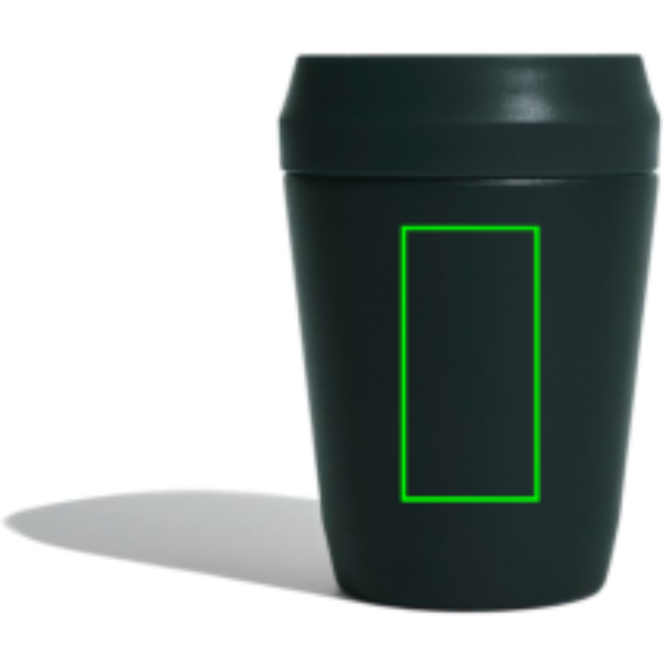 Standskizze: Druckverfahren CO2 Gravur auf Position „Artikel Rückseite“ – Topl Thermobecher 236 ml aus recyceltem Edelstahl mit 360°-Deckel