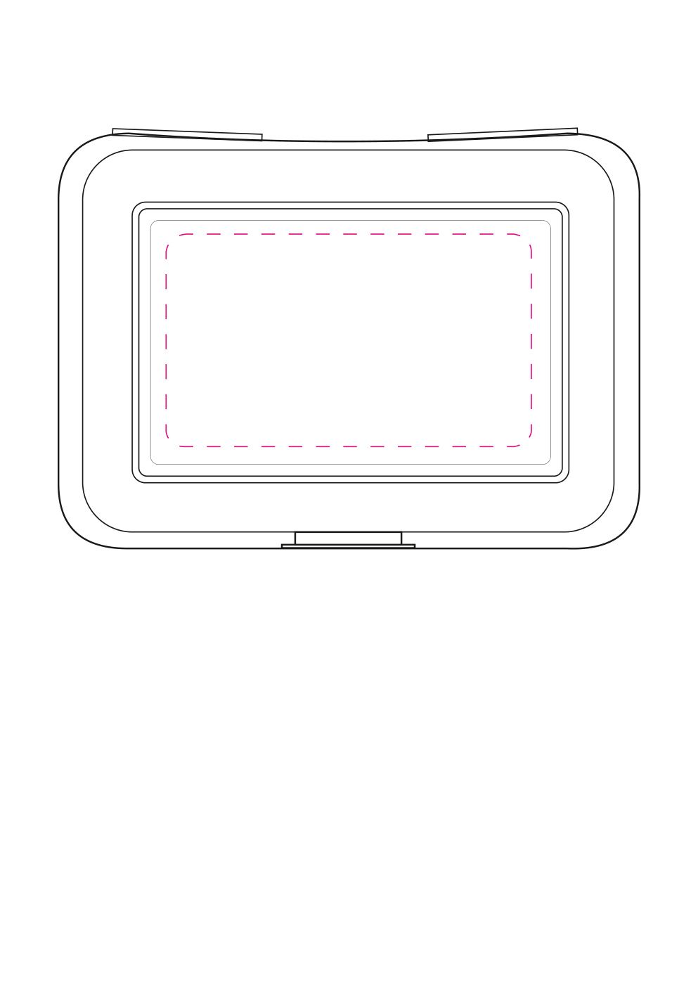 Standskizze: Druckposition „mittig auf Deckel (max. 110×64 mm)“ – Vorratsdose School-Box groß – Brotzeitbox aus Kunststoff auf Zuckerrohrbasis, 177 × 133 × 69 mm