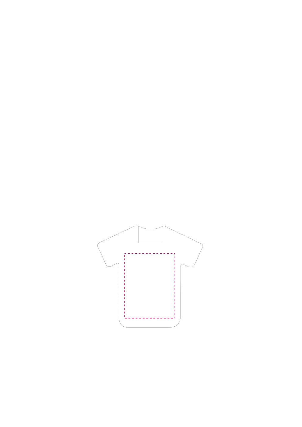 Standskizze: Druckposition „mittig Rückseite (max. 35×45 mm)“ – Mint-Spender Trikot – Bonbonspender im Trikot-Design