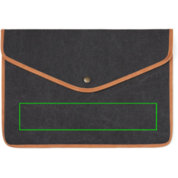 Standskizze: Druckverfahren Digital Transfer auf Position „Artikel Vorderseite (max. 200 x 40 mm)“ – VINGA Bosler Laptop-Tasche 16 Zoll aus GRS-recyceltem Canvas