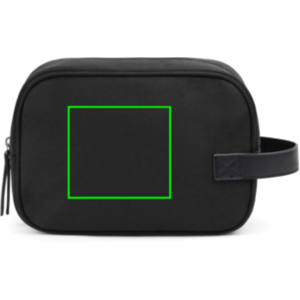 Standskizze: Druckverfahren Siebdruck Transfer auf Position „Artikel Rückseite“ – VINGA Marlow Kosmetiktasche aus RCS-recyceltem Polyester, bedruckbar mit Logo