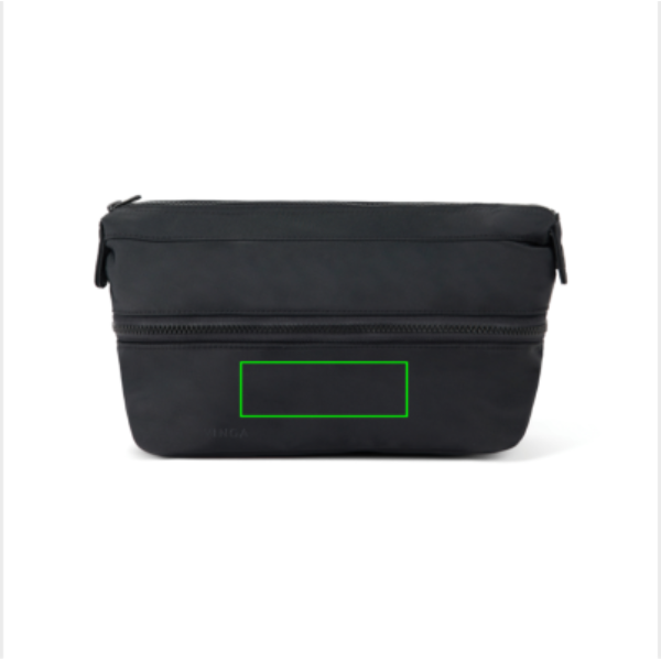 Standskizze: Druckverfahren Siebdruck Transfer auf Position „Artikel Vorderseite unten (max. 90 x 30 mm)“ – VINGA Baltimore Neo RCS erweiterbare Kulturtasche 5,5–7 l mit Logo