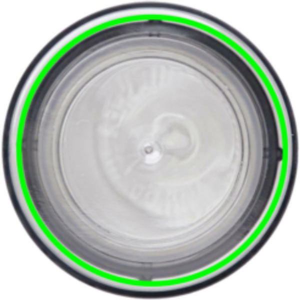 Standskizze: Druckverfahren Doming auf Position „Artikel oben (max. 60 x 60 mm)“ – VINGA Cott RCS RPET-Wasserflasche 600 ml mit Logodruck