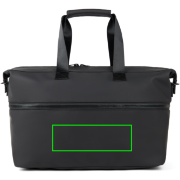 Standskizze: Druckverfahren Siebdruck Transfer auf Position „Artikel Vorderseite unten (max. 180 x 60 mm)“ – VINGA Baltimore RCS erweiterbare Wochenendtasche mit Logo bedrucken