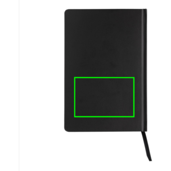 Standskizze: Druckverfahren Heißprägung auf Position „Artikel Rückseite unten“ – XD Collection Impact A5 Hardcover-Notizbuch aus Steinpapier