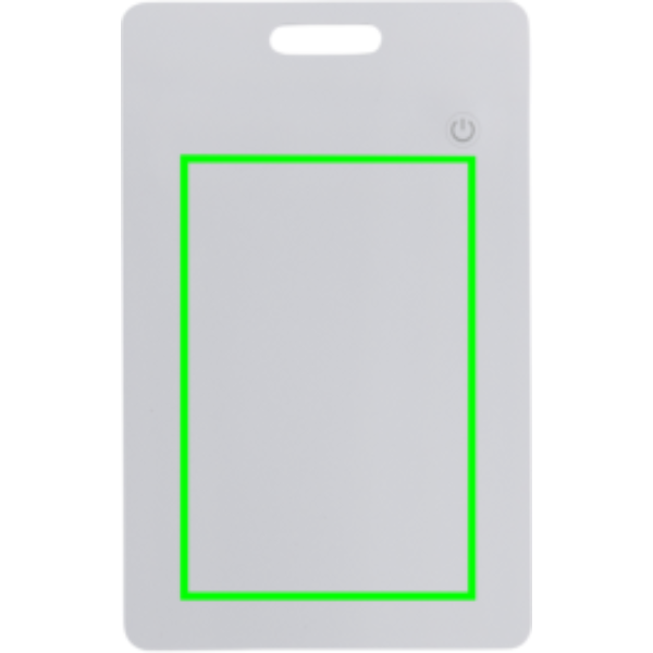 Standskizze: Druckverfahren Tampondruck auf Position „Artikel Vorderseite“ – XD Collection Findit Dual — ultradünner Karten-Tracker mit Find My und Find Hub, mit Logo bedruckbar