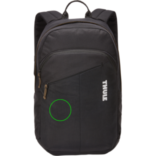 Standskizze: Druckverfahren Bestickung auf Position „Artikel Vorderseite links (max. 80 x 80 mm)“ – Thule Indago Laptop-Rucksack 23 l aus recyceltem PET und Nylon, bestickbar mit Logo