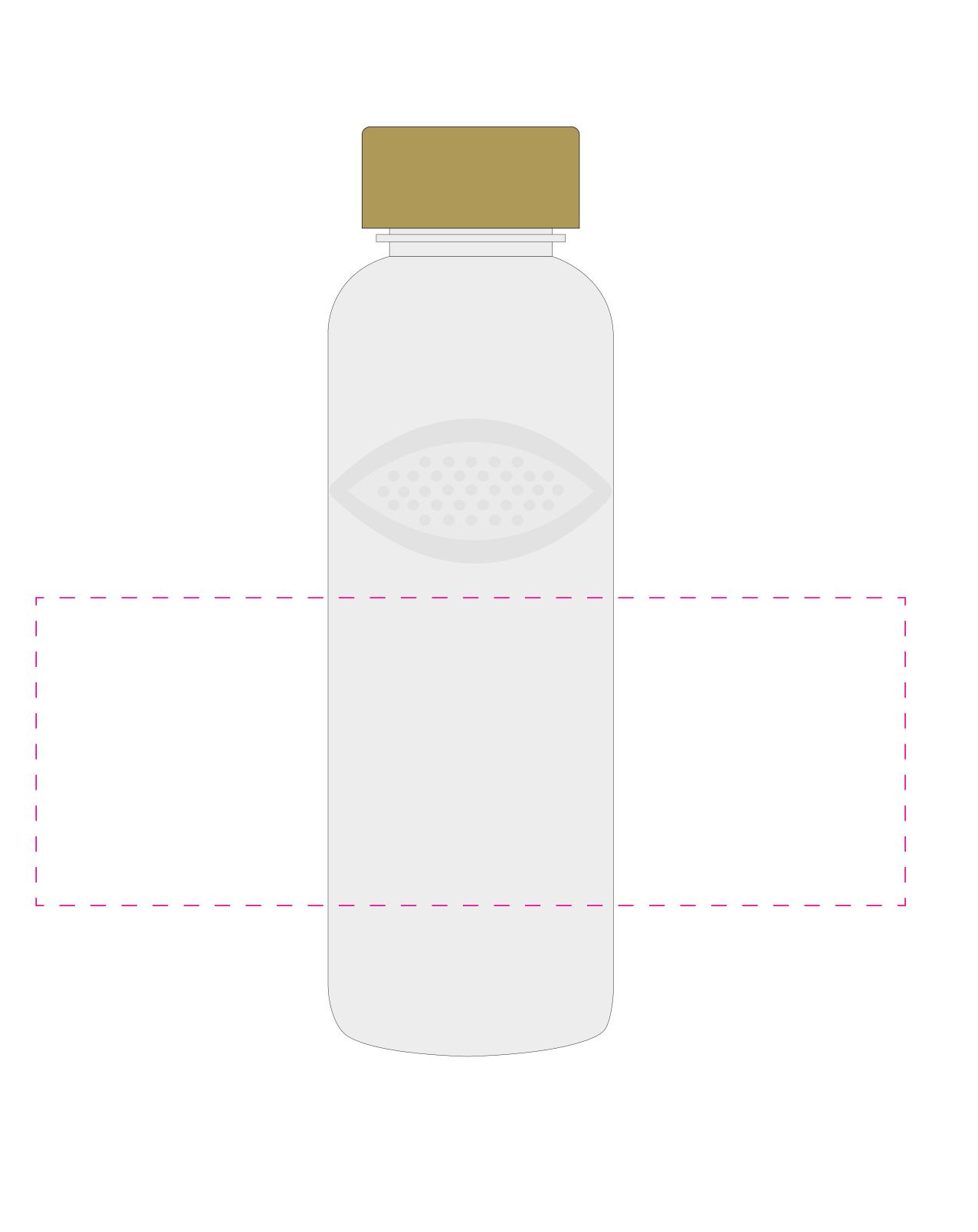 Standskizze: Druckposition „mittig (max. 240×85 mm)“ – Trinkflasche Carve Natural 1,0 l – Tritan mit Bambusdeckel