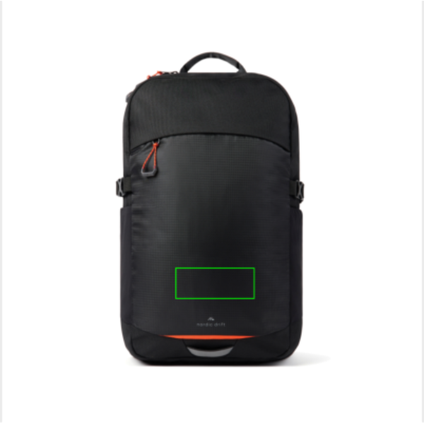 Standskizze: Druckverfahren Siebdruck Transfer auf Position „Artikel Vorderseite unten (max. 100 x 40 mm)“ – Nordic Drift Trail Daypack 16L RCS – Recycling-Rucksack mit Laptopfach, individuell besticken oder bedrucken