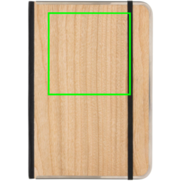 Standskizze: Druckverfahren CO2 Gravur auf Position „Artikel Vorderseite oben“ – XD Collection Treeline A5 Notizbuch mit Holzeinband – mit Logo bedruckbar