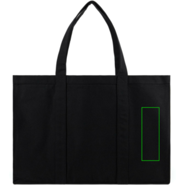 Standskizze: Druckverfahren Digital Transfer auf Position „Artikel Rückseite rechts (max. 60 x 180 mm)“ – VINGA Hilo AWARE Maxi-Tote aus recyceltem Canvas (400 g/m²) – mit Logo veredelbar