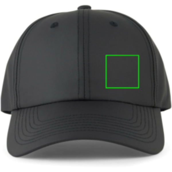 Standskizze: Druckverfahren Digital Transfer auf Position „Artikel Vorderseite links (max. 40 x 40 mm)“ – VINGA Baltimore AWARE™ 6-Panel-Cap aus recyceltem PET