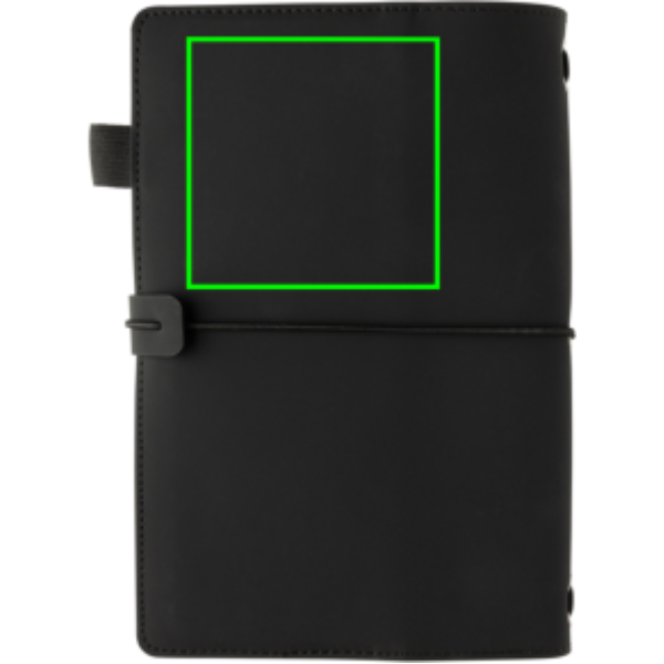 Standskizze: Druckverfahren Digital Transfer auf Position „Artikel Rückseite oben“ – XD Collection Daily Notes Binder – nachfüllbares 3-in-1 PU-Notizbuch mit Logo