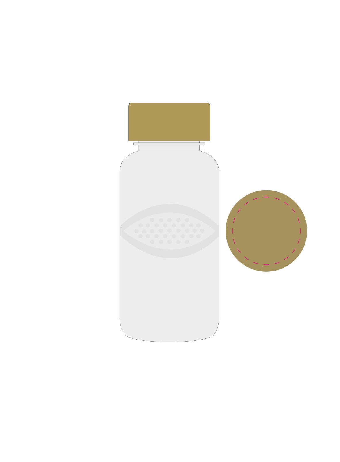 Standskizze: Druckposition „auf Deckel (max. Ø 50 mm)“ – Trinkflasche Carve Natural 500 ml – Tritan mit Bambusdeckel