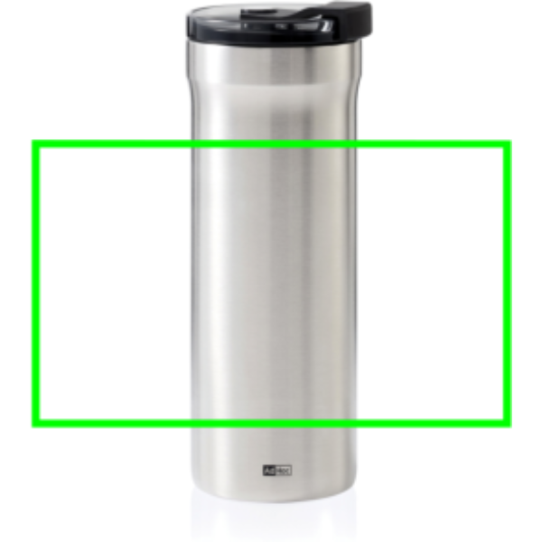Standskizze: Druckverfahren Siebdruck-gerundet auf Position „Artikel (max. 200 x 120 mm)“ – AdHoc Thermobecher Pulse 500 ml aus Edelstahl mit Logo