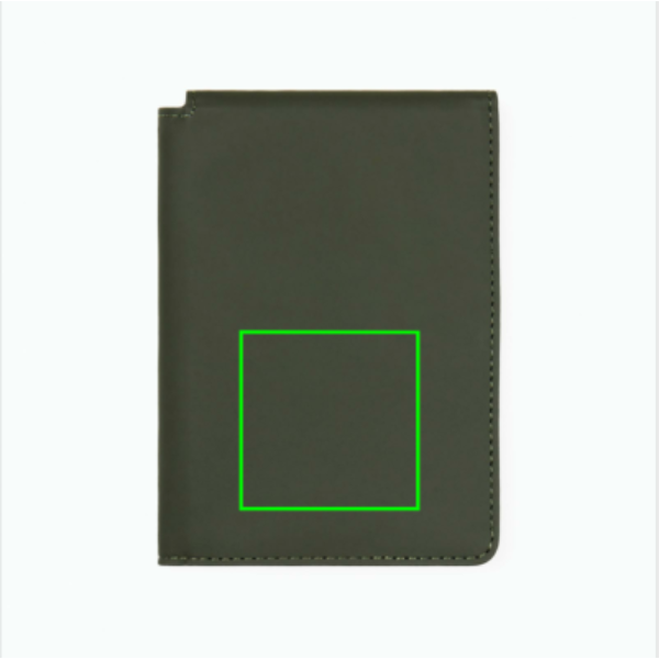 Standskizze: Druckverfahren CO2 Gravur auf Position „Artikel Vorderseite“ – VINGA Baltimore RFID-Reisepasshülle aus recyceltem Polyester