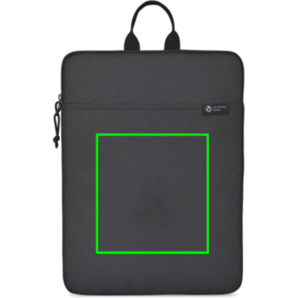 Standskizze: Druckverfahren Siebdruck Transfer auf Position „Artikel Vorderseite“ – Renew AWARE rPET 16 Zoll Laptop Sleeve schwarz, gepolstert, mit Logo bedruckbar
