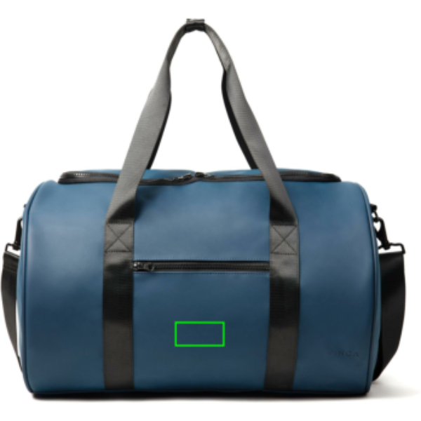 Standskizze: Druckverfahren PU-Etikett Baltimore marineblau auf Position „Artikel Vorderseite“ – VINGA Baltimore Sporttasche aus Nubuck-PU, bedruckbar