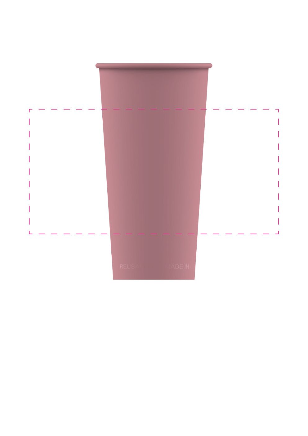 Standskizze: Druckposition „mittig (max. 170×85 mm)“ – Mehrwegbecher ToGo 400 ml – Kunststoff, spülmaschinengeeignet