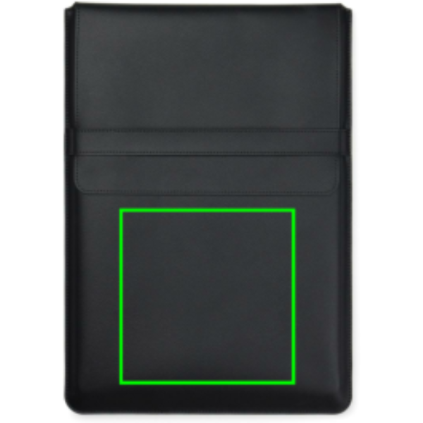 Standskizze: Druckverfahren Siebdruck Transfer auf Position „Artikel Vorderseite (max. 160 x 160 mm)“ – VINGA Timo 14 Zoll Laptop-Sleeve aus 49 % recyceltem rPET — bedruckbar