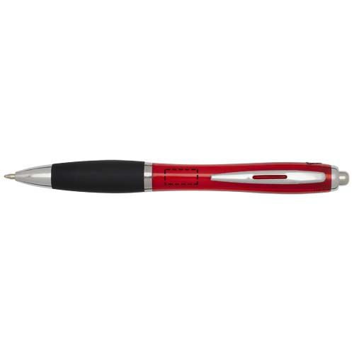 Standskizze: Druckverfahren Tampondruck auf Position „unter dem Clip (max. 15 x 7 mm)“ – Nash Kugelschreiber aus recyceltem Kunststoff mit farbigem Schaft und schwarzem Griff (schwarze Tinte)