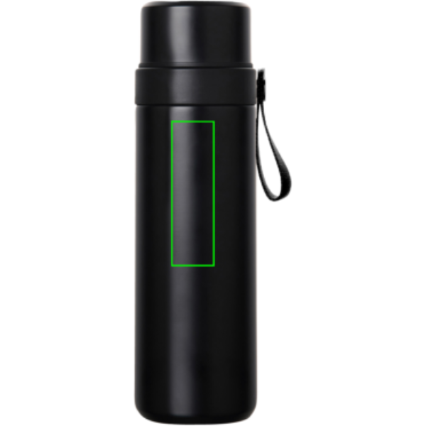 Standskizze: Druckverfahren Tampondruck auf Position „Artikel Rückseite oben“ – Vinga Tono RCS Thermoskanne 750 ml mit 2 Bechern, recycelter Edelstahl, bedruckbar