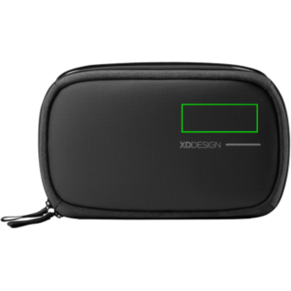 Standskizze: Druckverfahren Digital Transfer auf Position „Artikel rechte Seite oben (max. 80 x 30 mm)“ – XD Design First Class All-in-One Case aus rPET mit AWARE-Tracer