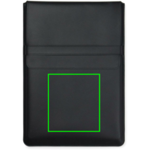 Standskizze: Druckverfahren Digital Transfer auf Position „Artikel Vorderseite (max. 180 x 200 mm)“ – VINGA Timo 16'' Laptop-Sleeve aus 49% rPET mit Mauspad-Klappe