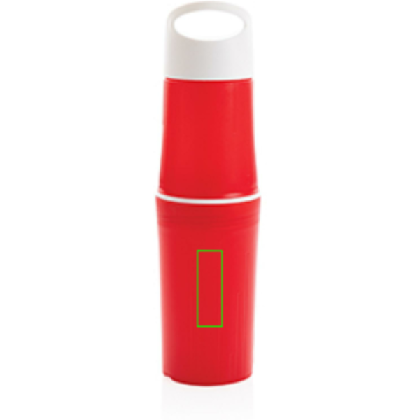 Standskizze: Druckverfahren Tampondruck auf Position „Artikel Rückseite unten (max. 25 x 60 mm)“ – BE O Bottle Wasserflasche 500 ml aus Zuckerrohr-Polyethylen, Made in EU