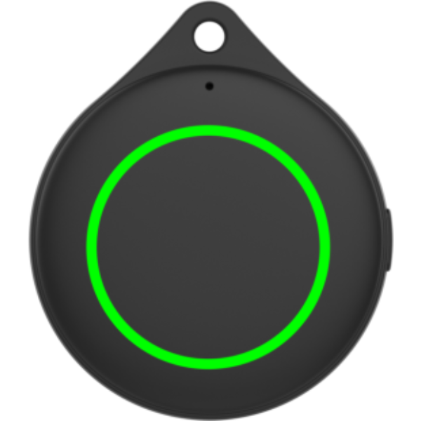 Standskizze: Druckverfahren Tampondruck auf Position „Artikel Vorderseite“ – Findpop Bluetooth-Tracker aus RCS-recyceltem ABS, kompatibel mit Apple Find My und Android Find Hub