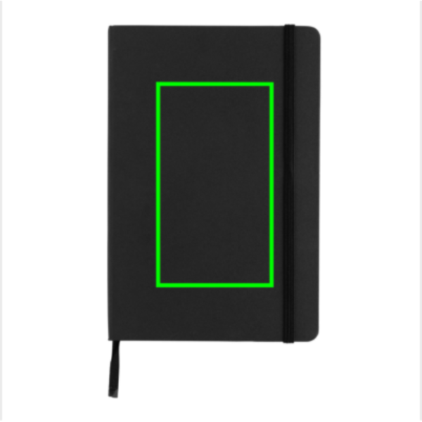 Standskizze: Druckverfahren Siebdruck Transfer auf Position „Artikel Vorderseite“ – XD Collection Craftstone A5 Notizbuch aus Kraftpapier und Steinpapier — bedruckbar