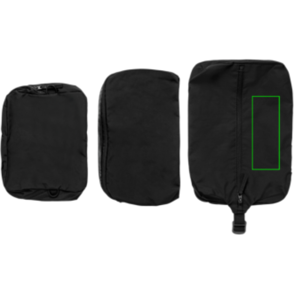 Standskizze: Druckverfahren Siebdruck Transfer auf Position „Artikel Vorderseite (max. 60 x 160 mm)“ – XD Xclusive KENTO URBAN Packing Cube Set 3-teilig aus RCS-recyceltem Nylon mit Logodruck