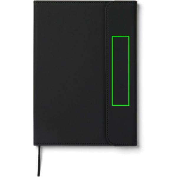 Standskizze: Druckverfahren Tampondruck auf Position „Artikel Vorderseite rechts (max. 20 x 80 mm)“ – VINGA Baltimore A5-Notizbuch aus GRS-recyceltem PU und Papier