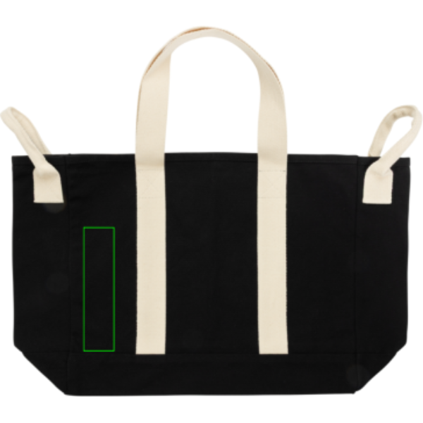 Standskizze: Druckverfahren Siebdruck Transfer auf Position „Artikel Vorderseite links (max. 50 x 200 mm)“ – XD Xclusive BEAU AWARE™ Strandtasche aus 400 g/m² recyceltem Canvas, mit Logo bestickbar und bedruckbar