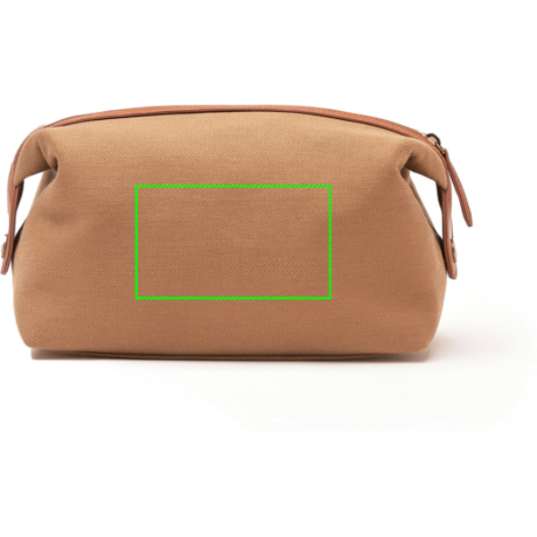 Standskizze: Druckverfahren Digital Transfer auf Position „Artikel Vorderseite“ – VINGA Sloane Kulturtasche aus RCS-recyceltem Polyester, bedruckbar