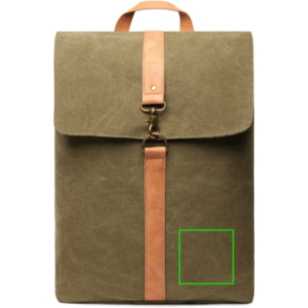 Standskizze: Druckverfahren Digital Transfer auf Position „Artikel Vorderseite rechts“ – VINGA Bosler Laptop-Rucksack 17 Zoll aus GRS-recyceltem Canvas