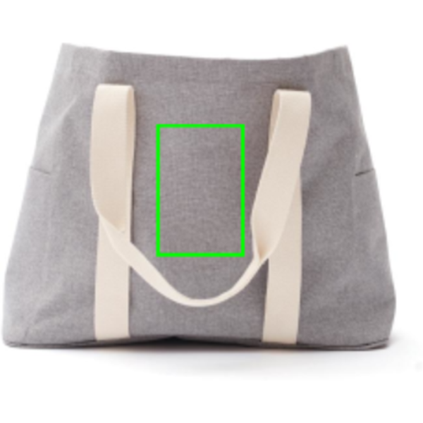 Standskizze: Druckverfahren Digital Transfer auf Position „Artikel Rückseite (max. 100 x 150 mm)“ – VINGA Sortino Strandtasche aus PET mit Reißverschlussfach
